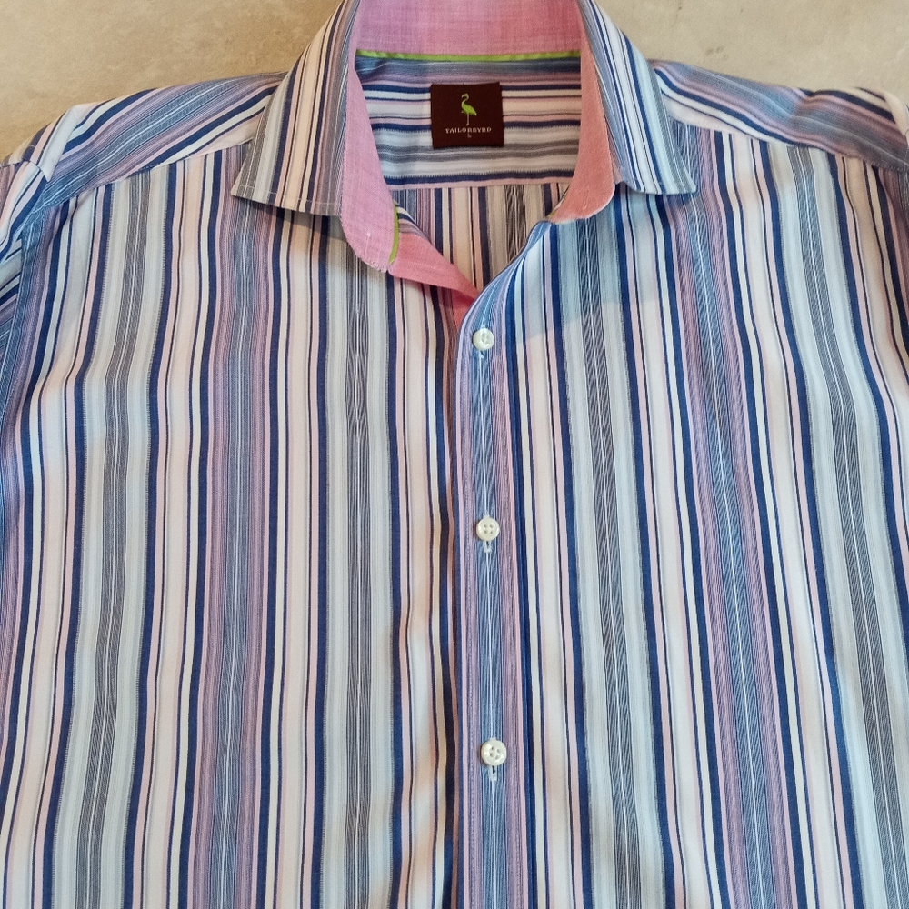 Men's long sleeve dress shirt by Tailorbyrd, size Large, like new.